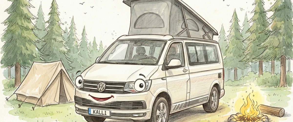 Kalli auf einem Campingplatz